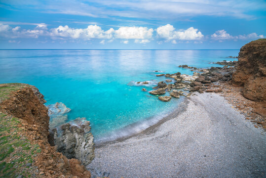 Remote paradise beach of Anogeia, Crete, Greece.