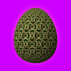Happy Easter, Artfully designed and colorful 3D easter egg, 3D illustration on purple background