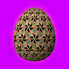 Happy Easter, Artfully designed and colorful 3D easter egg, 3D illustration on purple background