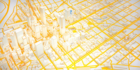 white low poly modern downtown aerial view