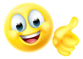 Thumbs Up Happy Emoticon Cartoon Face