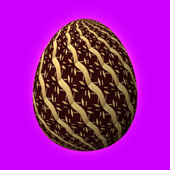 Happy Easter, Artfully designed and colorful 3D easter egg, 3D illustration on purple background