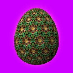 Happy Easter, Artfully designed and colorful 3D easter egg, 3D illustration on purple background