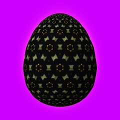 Happy Easter, Artfully designed and colorful 3D easter egg, 3D illustration on purple background