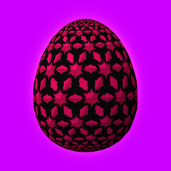 Happy Easter, Artfully designed and colorful 3D easter egg, 3D illustration on purple background