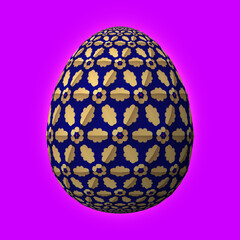 Happy Easter, Artfully designed and colorful 3D easter egg, 3D illustration on purple background