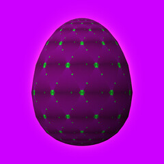 Happy Easter, Artfully designed and colorful 3D easter egg, 3D illustration on purple background