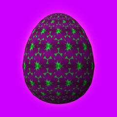 Happy Easter, Artfully designed and colorful 3D easter egg, 3D illustration on purple background