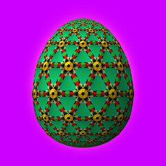 Happy Easter, Artfully designed and colorful 3D easter egg, 3D illustration on purple background
