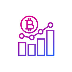 bitcoin growing icon with chart, line vector