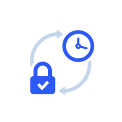 lock and time icon on white