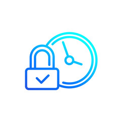 lock and time icon, line vector