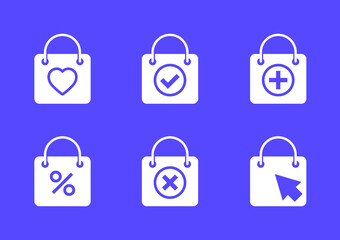 online shopping, e-commerce icons with bag, vector