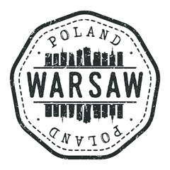 Warsaw, Poland Stamp Skyline Postmark. Silhouette Postal Passport. City Round Vector Icon. Vintage Postage Design.