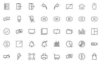 set of web thin lline icons