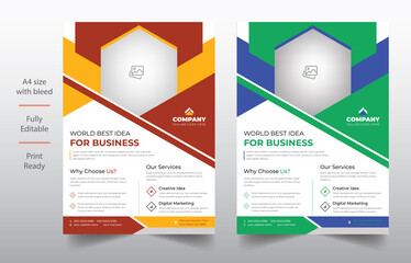 Corporate business flyer template design with red, magenta, blue and yellow color, magazine, catalog, proposal, advertise, promotion, leaflet, banner, paper, Geometric shape