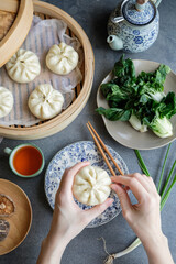 Delicious and healthy homemade meals / Steamed Vegetarian Bao aka Chinese Buns / Uncooked buns can be frozen for later use, steam when required, eaten with Chinese tea