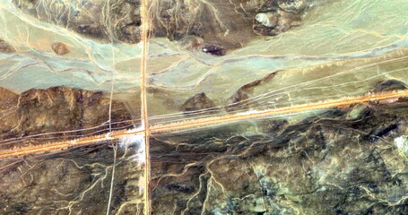 desert road,  abstract photography of the deserts of Africa from the air. 