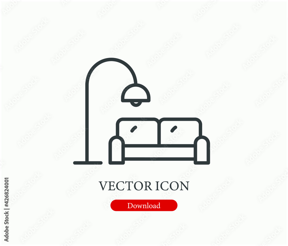Poster sofa vector icon. editable stroke. linear style sign for use on web design and mobile apps, logo. sy