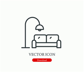 Sofa vector icon.  Editable stroke. Linear style sign for use on web design and mobile apps, logo. Symbol illustration. Pixel vector graphics - Vector