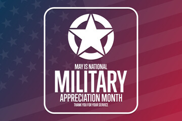 May is National Military Appreciation Month. Holiday concept. Template for background, banner, card, poster with text inscription. Vector EPS10 illustration.