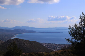 View from Nea Penteli near to Nea Makri in Athens in Greece