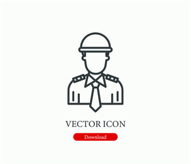 Officer vector icon.  Editable stroke. Linear style sign for use on web design and mobile apps, logo. Symbol illustration. Pixel vector graphics - Vector