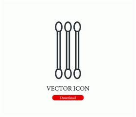 Cotton buds vector icon.  Editable stroke. Linear style sign for use on web design and mobile apps, logo. Symbol illustration. Pixel vector graphics - Vector