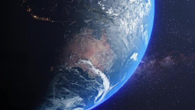 Australia Earth from Space Planet Earth rotation and zoom morning sunrise
