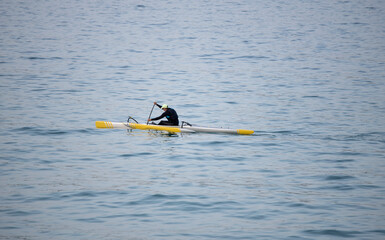 canoeist doing sports in the sea