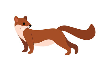Cute marten - cartoon animal character. Vector illustration in flat style isolated on gray background.