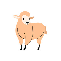 Illustration of sheep. Simple contour vector illustration for emblem, badge, insignia.