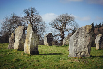The Dragonstones stone circle on the lower slopes of Hascombe Hill, Surrey, UK