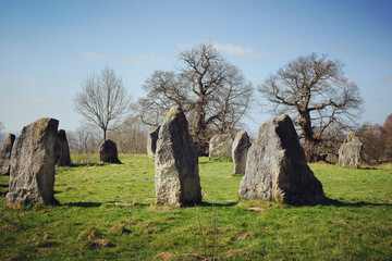 The Dragonstones stone circle on the lower slopes of Hascombe Hill, Surrey, UK