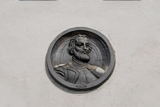 Sculpture of  Spanish colonizer Hernan Cortez in Santiago de Cuba, Cuba