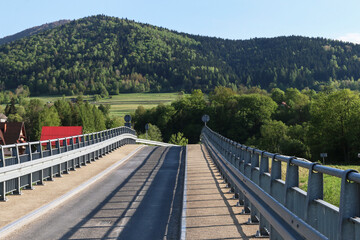 LUBIEN, POLAND - AUGUST 17, 2020: Bridge over the river