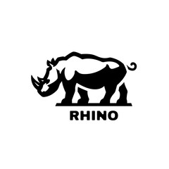 Rhino symbol, logo. Black White style. Vector illustration.