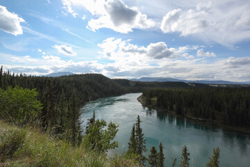 View on Yukon Kuskokwim Delta river near Wolf creek campground, Yukon, Canada