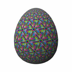 Happy Easter, Artfully designed and colorful 3D easter egg, 3D illustration on white