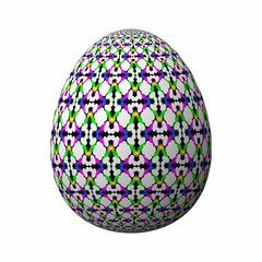 Happy Easter, Artfully designed and colorful 3D easter egg, 3D illustration on white