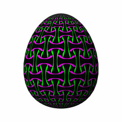 Happy Easter, Artfully designed and colorful 3D easter egg, 3D illustration on white