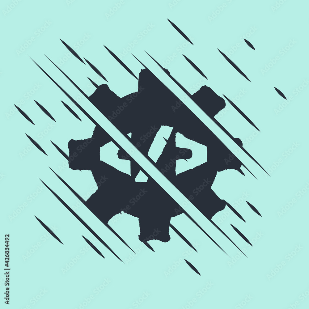 Wall mural black web design and front end development icon isolated on green background. glitch style. vector