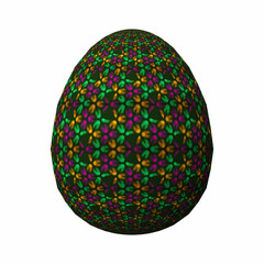 Happy Easter, Artfully designed and colorful 3D easter egg, 3D illustration on white