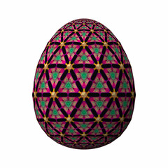 Happy Easter, Artfully designed and colorful 3D easter egg, 3D illustration on white