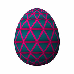 Happy Easter, Artfully designed and colorful 3D easter egg, 3D illustration on white