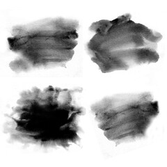 Watercolor background for textures. Abstract watercolor background. Spray paint, ink stains on the paper. Black, monochrome