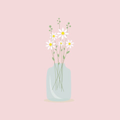 flowers with glass jar illustration