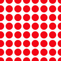Vector seamless pattern in red polka dots on a white background.