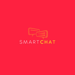 Yellow smart chat vector logo design and text with orange background