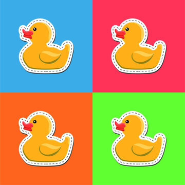 Vector image. Sticker of a cute rubber duck.